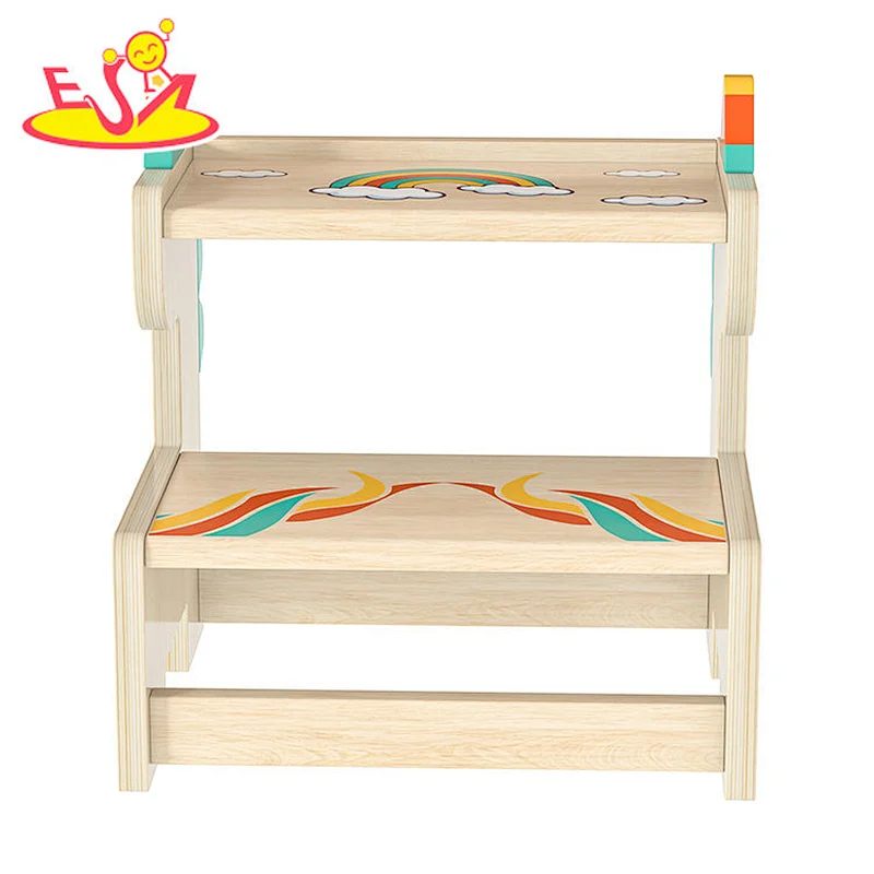 High Quality Learning Tower Unicorn Shaped Wooden Step Stool For Kids W08G358